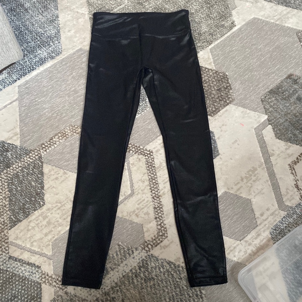Black faux leather leggings, medium, new with tags